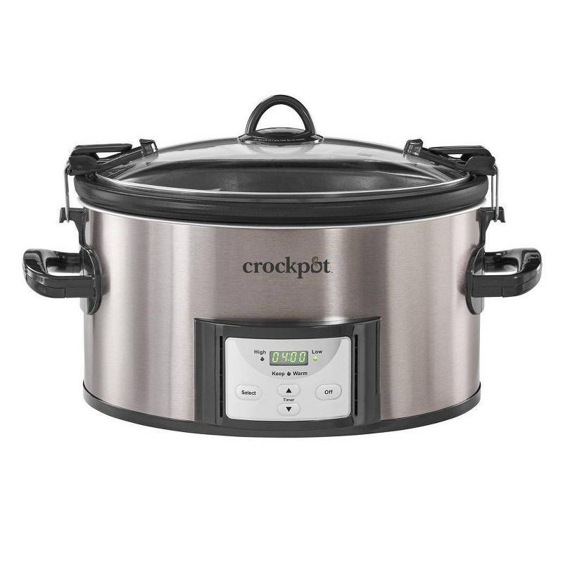 slide 3 of 12, Crock-Pot 7qt Cook & Carry Programmable Slow Cooker - Stainless Steel, 7 qt