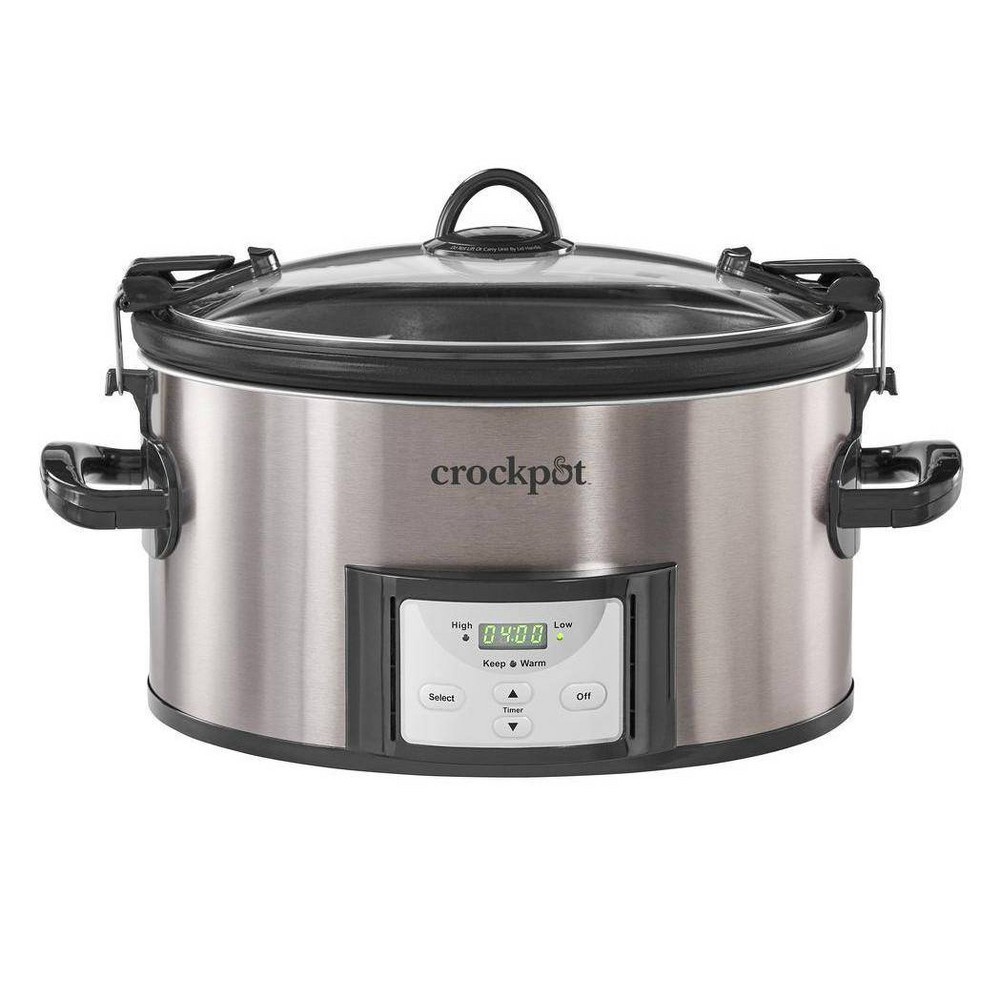 slide 2 of 12, Crock-Pot Crock Pot 7qt Cook & Carry Programmable Easy-Clean Slow Cooker - Premium Black Stainless Steel, 7 qt