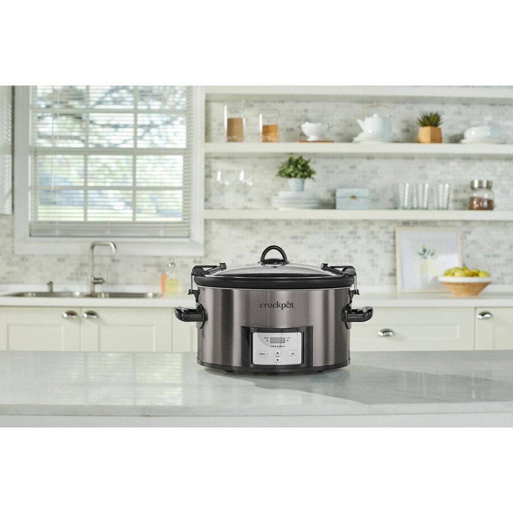 slide 4 of 12, Crock-Pot Crock Pot 7qt Cook & Carry Programmable Easy-Clean Slow Cooker - Premium Black Stainless Steel, 7 qt