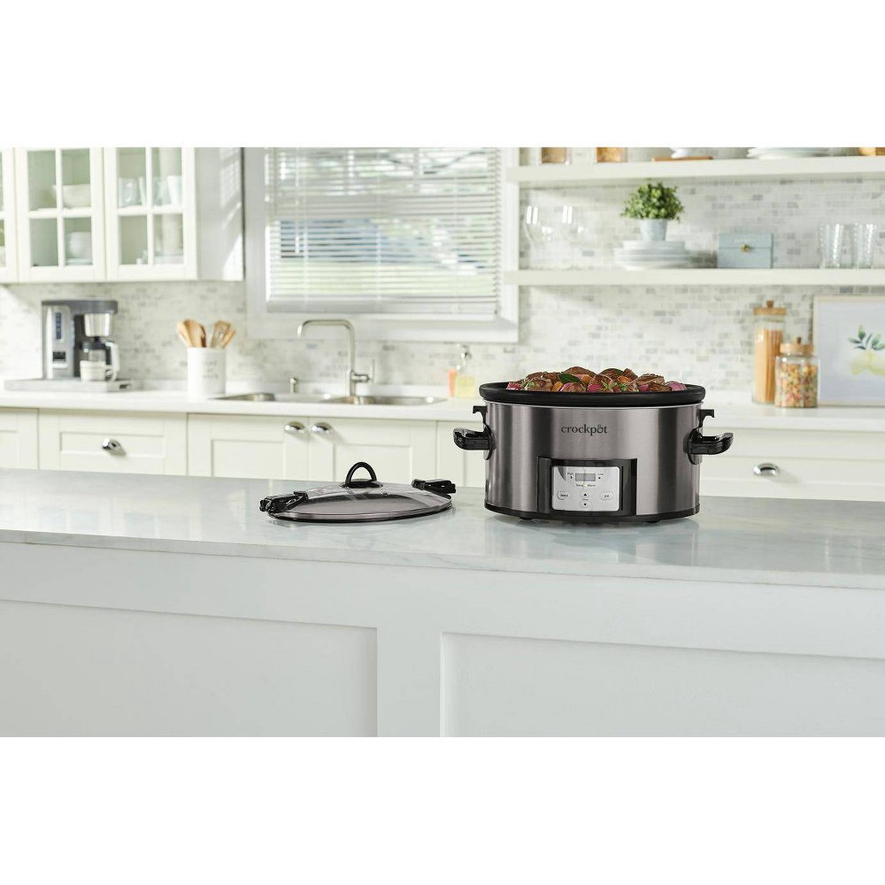 slide 7 of 12, Crock-Pot Crock Pot 7qt Cook & Carry Programmable Easy-Clean Slow Cooker - Premium Black Stainless Steel, 7 qt
