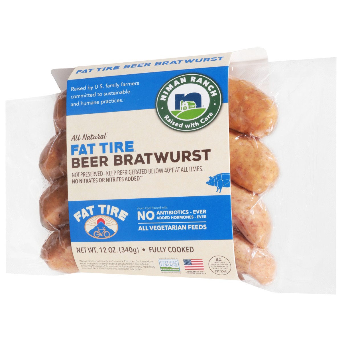 slide 3 of 14, Niman Ranch All Natural Fat Tire Beer Bratwurst 12 oz, 12 oz