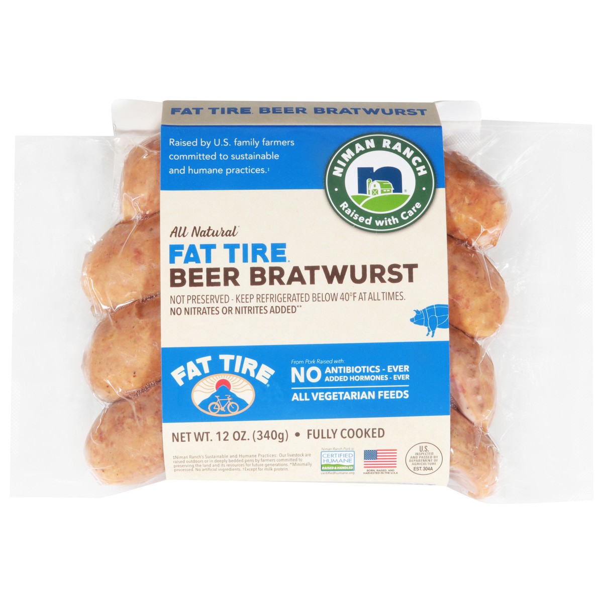 slide 5 of 14, Niman Ranch All Natural Fat Tire Beer Bratwurst 12 oz, 12 oz