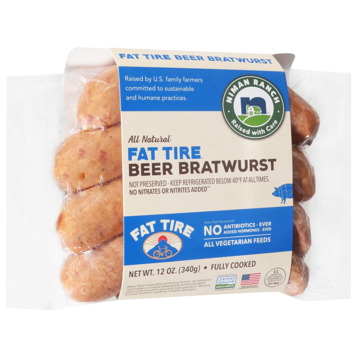 slide 7 of 14, Niman Ranch All Natural Fat Tire Beer Bratwurst 12 oz, 12 oz