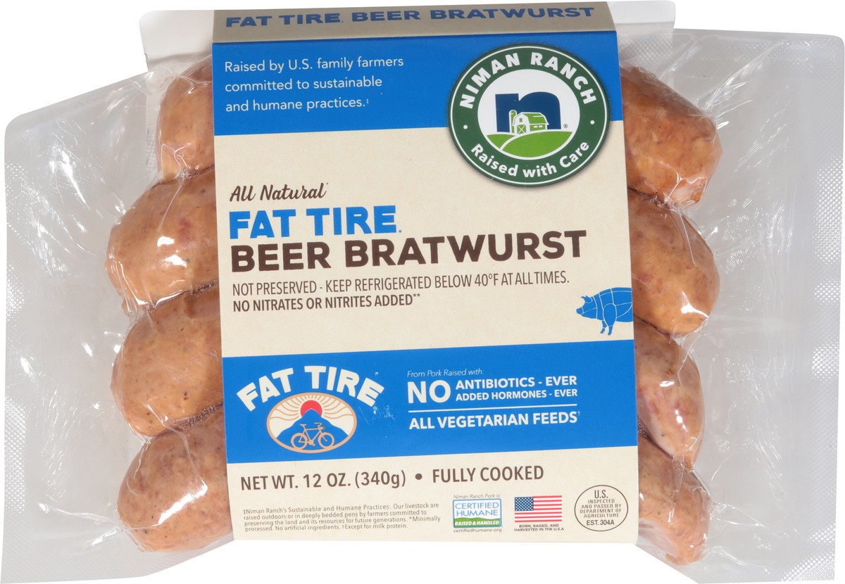 slide 9 of 14, Niman Ranch All Natural Fat Tire Beer Bratwurst 12 oz, 12 oz