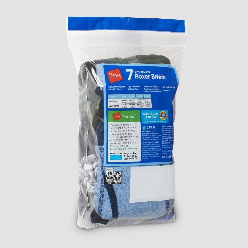 slide 3 of 5, Hanes Boys' 6 + 1 Bonus Pack Boxer Briefs - Colors May Vary XL, 1 ct