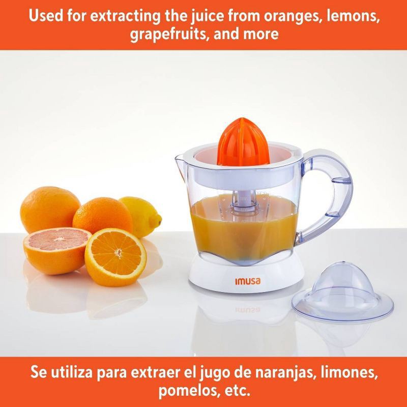slide 4 of 7, IMUSA 34oz Electric Citrus Juicer, 25 Watts - White: Lemon Juice Maker, Plastic, 90-Day Warranty, 2.3 lbs, No Speeds, 34 oz