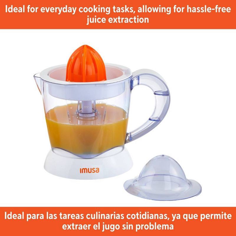 slide 6 of 7, IMUSA 34oz Electric Citrus Juicer, 25 Watts - White: Lemon Juice Maker, Plastic, 90-Day Warranty, 2.3 lbs, No Speeds, 34 oz