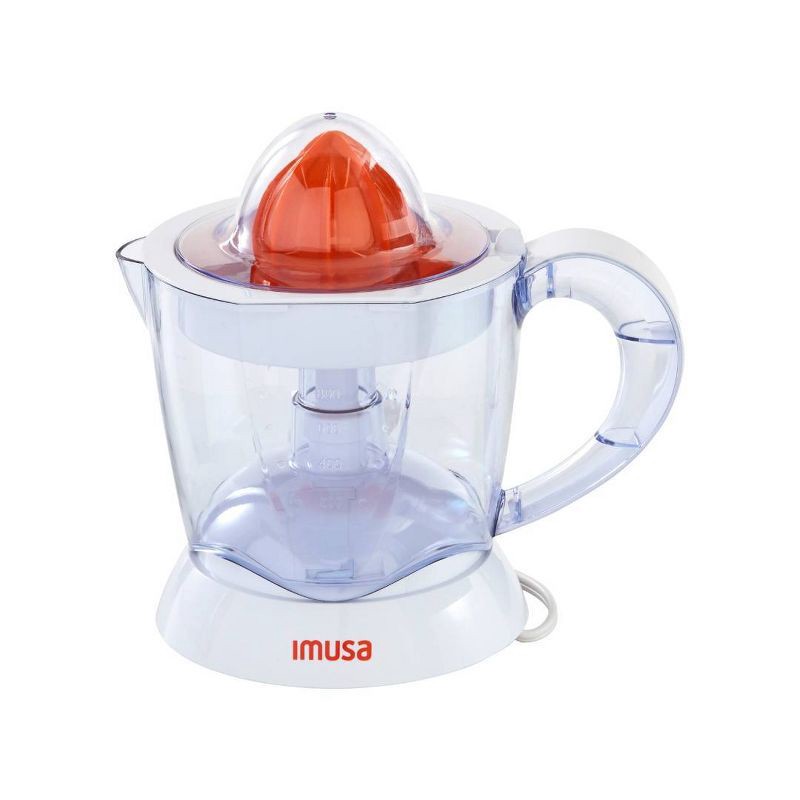 slide 1 of 7, IMUSA 34oz Electric Citrus Juicer, 25 Watts - White: Lemon Juice Maker, Plastic, 90-Day Warranty, 2.3 lbs, No Speeds, 34 oz
