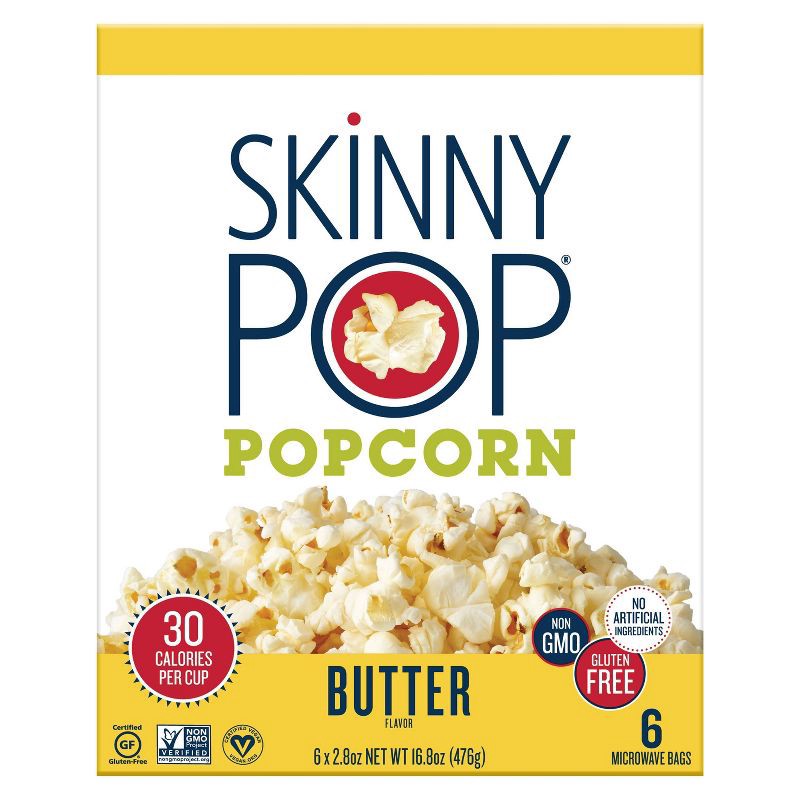 slide 2 of 4, SkinnyPop Butter Microwave Popcorn Multipack - 16.8oz/6ct, 16.8 oz, 6 ct