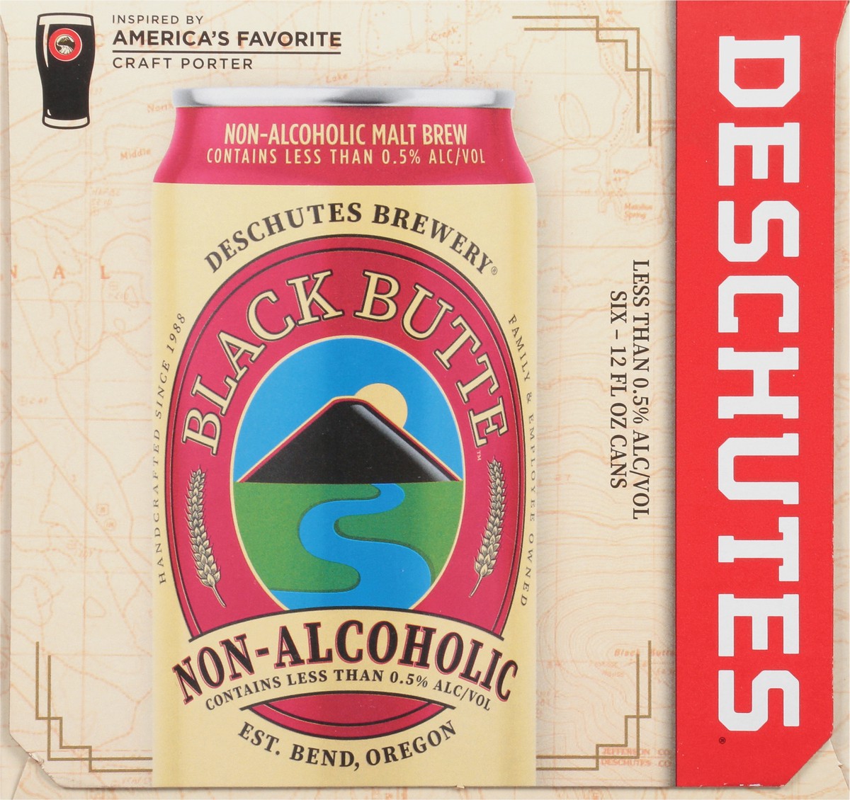 slide 7 of 9, Deschutes Brewery Black Butte, Non-Alcoholic, Craft Beer, 0.5%ABV, 6 ct