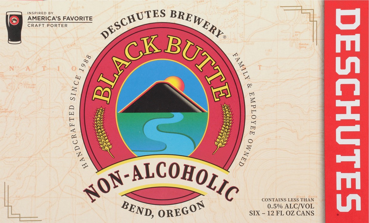 slide 9 of 9, Deschutes Brewery Black Butte, Non-Alcoholic, Craft Beer, 0.5%ABV, 6 ct