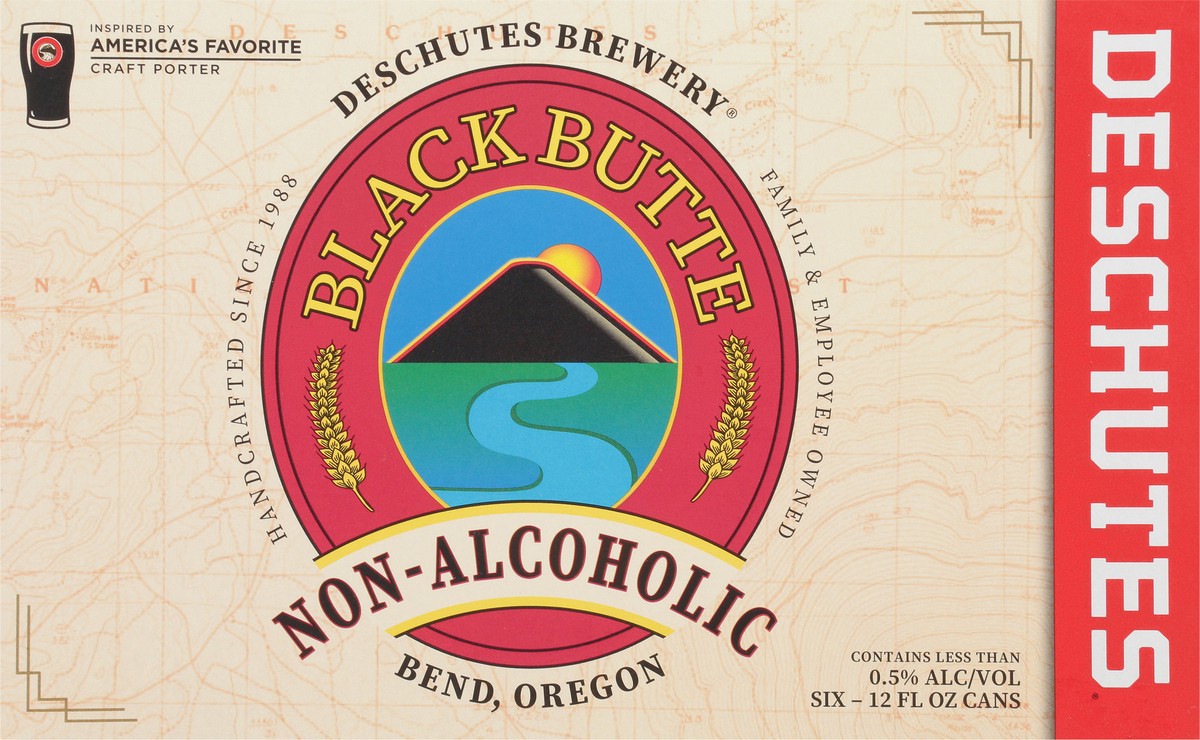 slide 2 of 9, Deschutes Brewery Black Butte, Non-Alcoholic, Craft Beer, 0.5%ABV, 6 ct