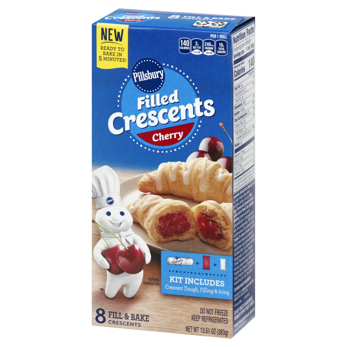 slide 4 of 9, Pillsbury Filled Crescents, Cherry Filling, 8ct., 13.51 oz., 8 ct