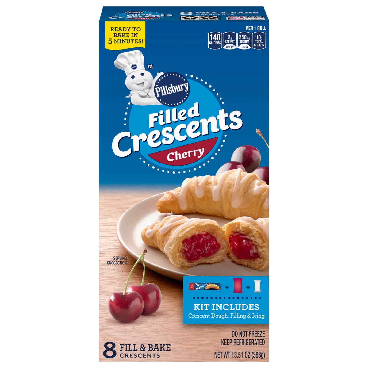 slide 1 of 9, Pillsbury Filled Crescents, Cherry Filling, 8ct., 13.51 oz., 8 ct