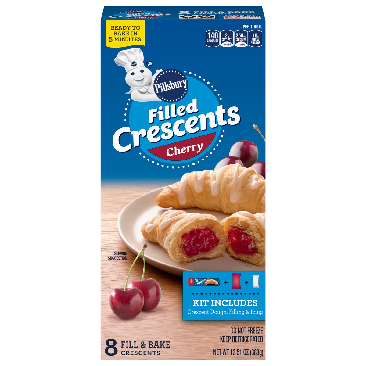 slide 1 of 9, Pillsbury Filled Crescents, Cherry Filling, 8ct., 13.51 oz., 8 ct