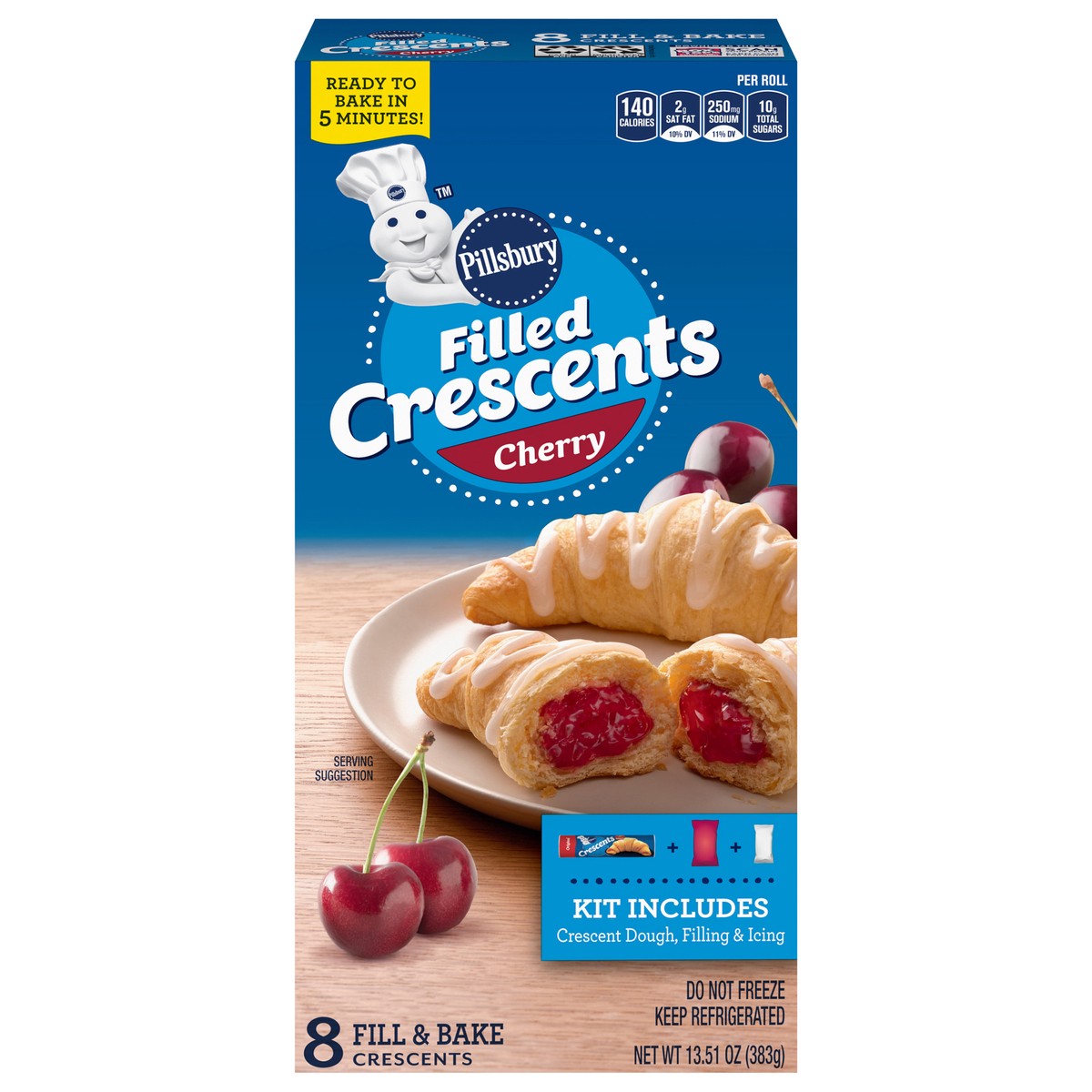slide 1 of 9, Pillsbury Filled Crescents, Cherry Filling, 8ct., 13.51 oz., 8 ct