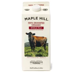 Maple Hill Creamery 100% Grassfed Organic Whole Milk - 0.5gal