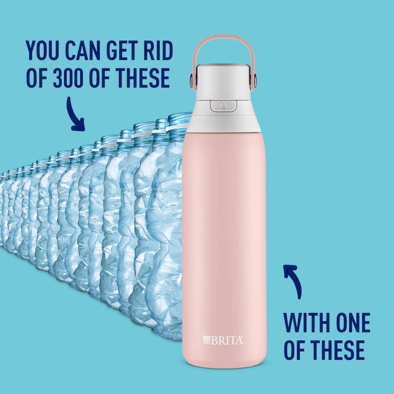 slide 7 of 11, Brita 20oz Premium Double-Wall Stainless Steel Insulated Filtered Water Bottle - Pink, 1 ct