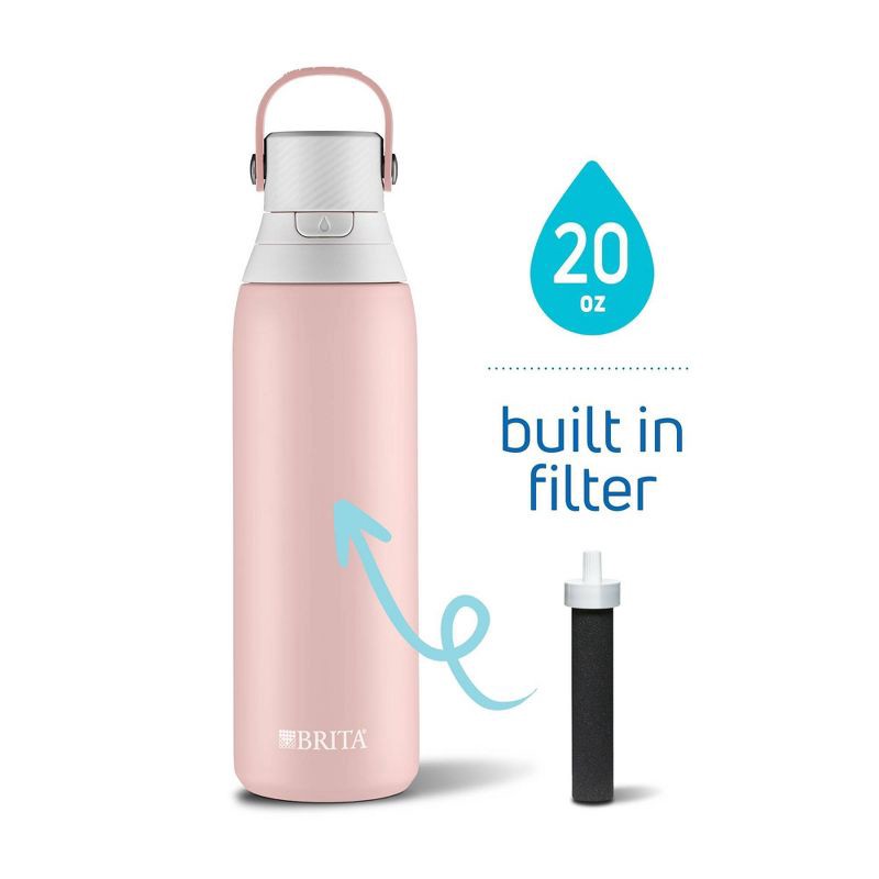 slide 8 of 11, Brita 20oz Premium Double-Wall Stainless Steel Insulated Filtered Water Bottle - Pink, 1 ct