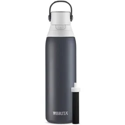 Brita 20oz Premium Double-Wall Stainless Steel Insulated Filtered Water Bottle - Dark Gray: Reusable Kids Water Bottle