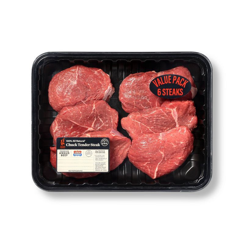 slide 1 of 3, USDA Choice Angus Chuck Tender Steak - 1.09-2.0 lbs - price per lb - Good & Gather™, per lb