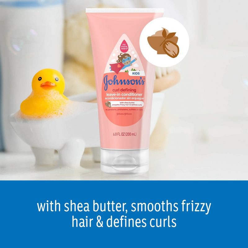 slide 7 of 9, Johnson's Kids Curl Defining Leave-In Conditioner, Shea Butter, Gentle for Toddlers' Hair - 6.8 fl oz, 6.8 fl oz