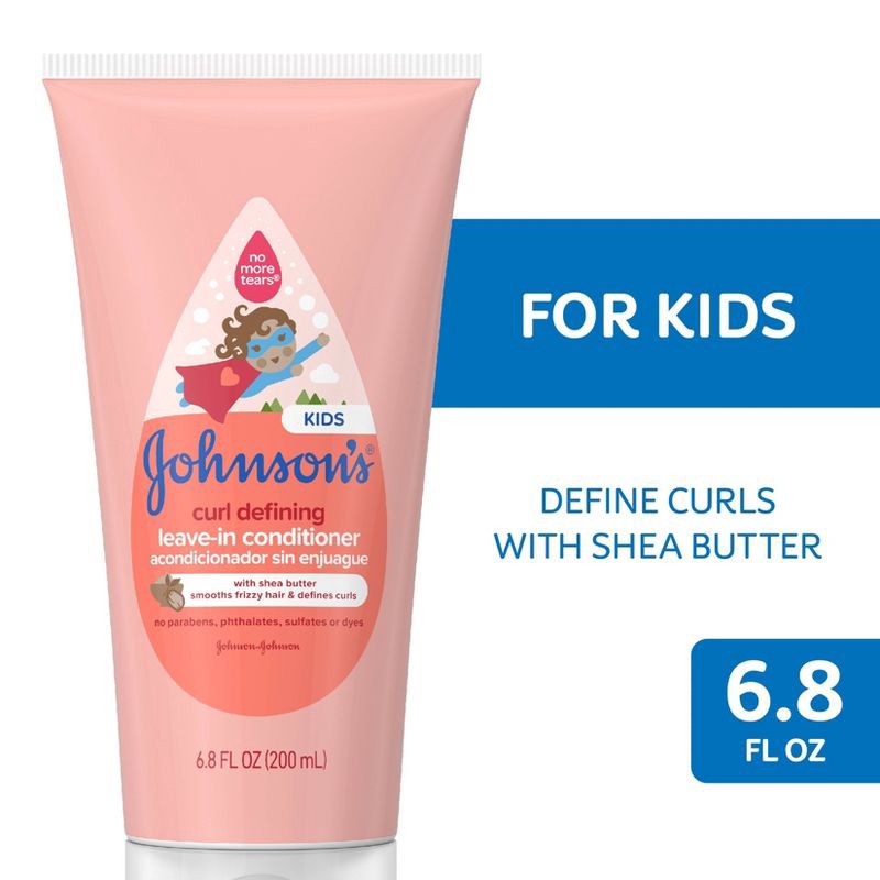 slide 8 of 9, Johnson's Kids Curl Defining Leave-In Conditioner, Shea Butter, Gentle for Toddlers' Hair - 6.8 fl oz, 6.8 fl oz