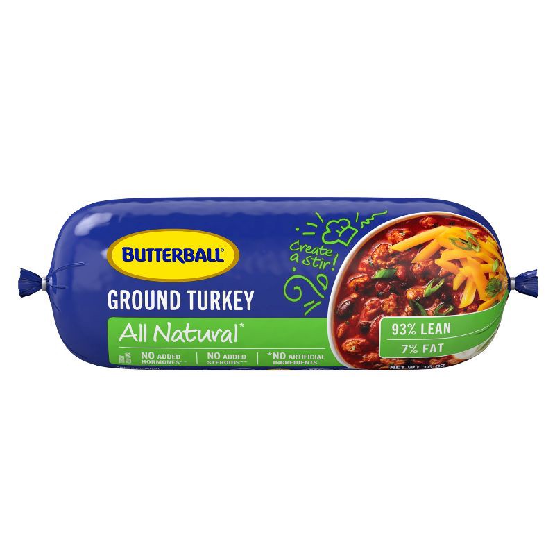 slide 2 of 8, Butterball All Natural Fresh 93/7 Ground Turkey Roll - 16oz, 16 oz