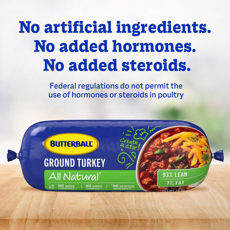 slide 7 of 8, Butterball All Natural Fresh 93/7 Ground Turkey Roll - 16oz, 16 oz