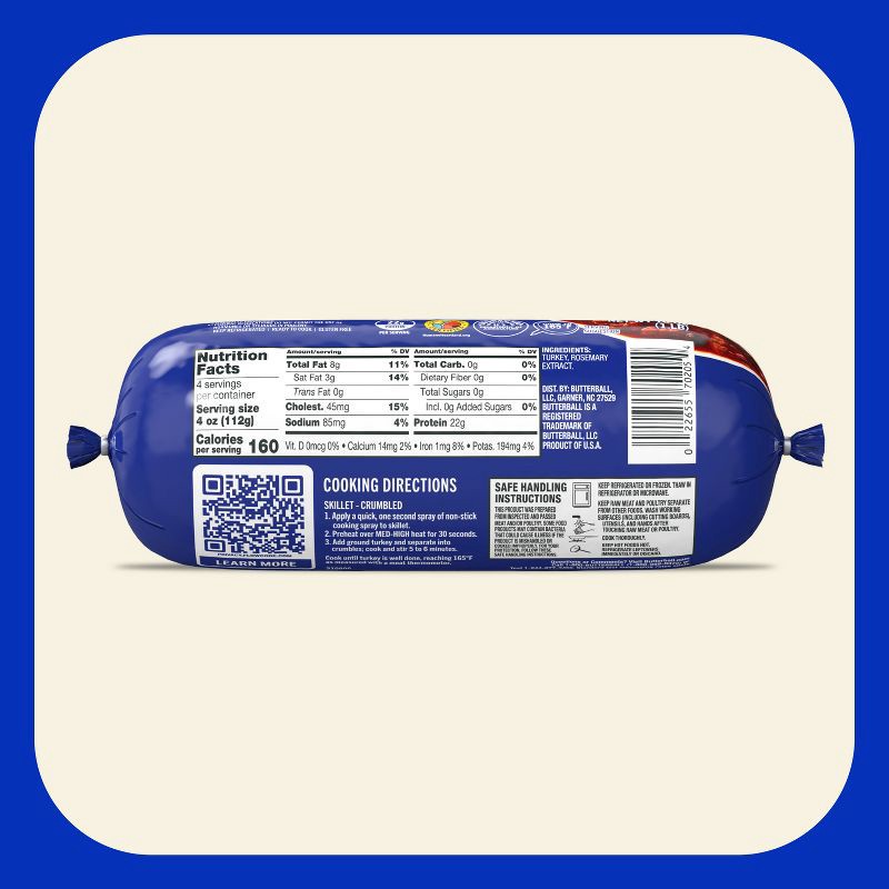 slide 8 of 8, Butterball All Natural Fresh 93/7 Ground Turkey Roll - 16oz, 16 oz