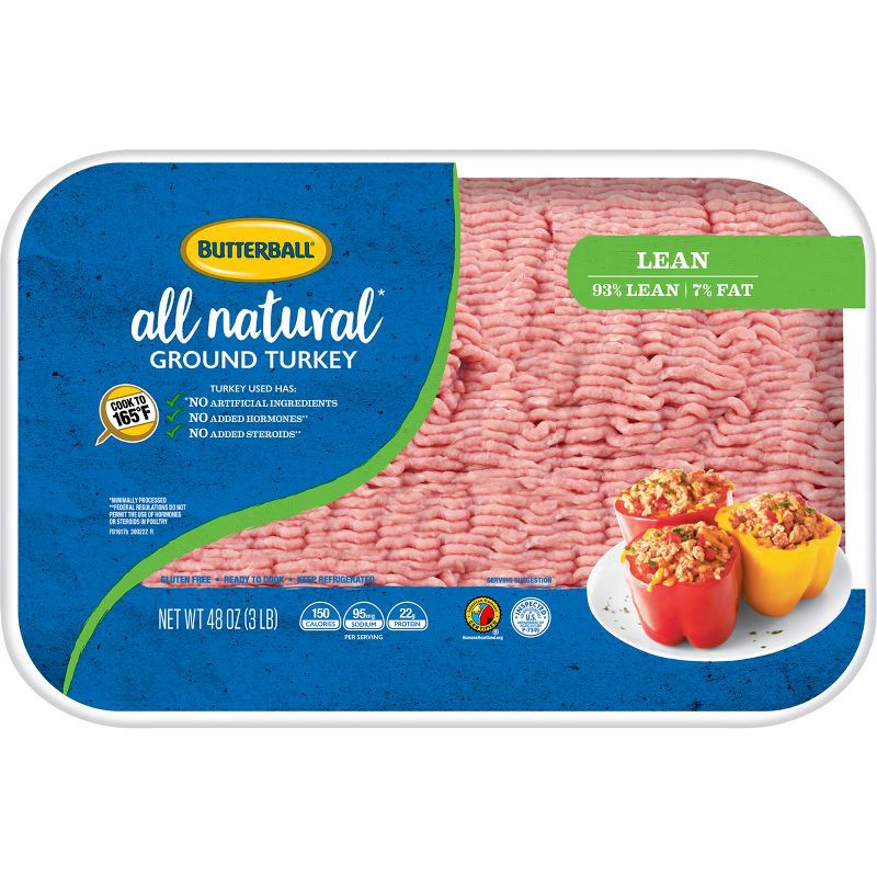 slide 1 of 4, Butterball All Natural Fresh 93/7 Ground Turkey - 3lbs, 3 lb