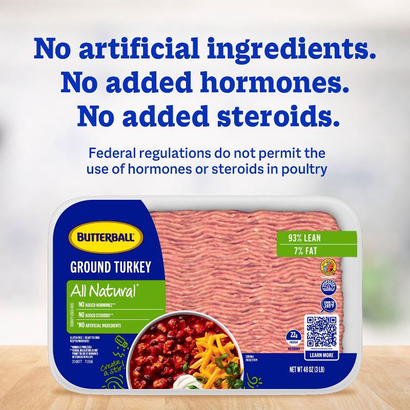 slide 7 of 8, Butterball All Natural Fresh 93/7 Ground Turkey - 48oz, 48 oz