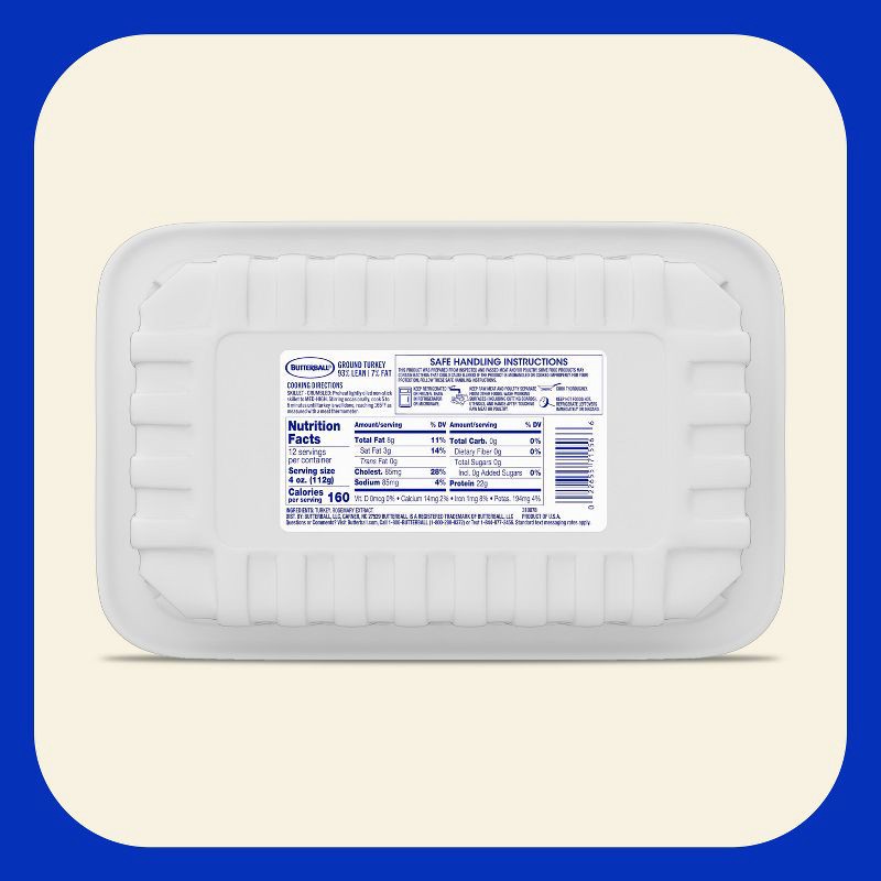 slide 8 of 8, Butterball All Natural Fresh 93/7 Ground Turkey - 48oz, 48 oz