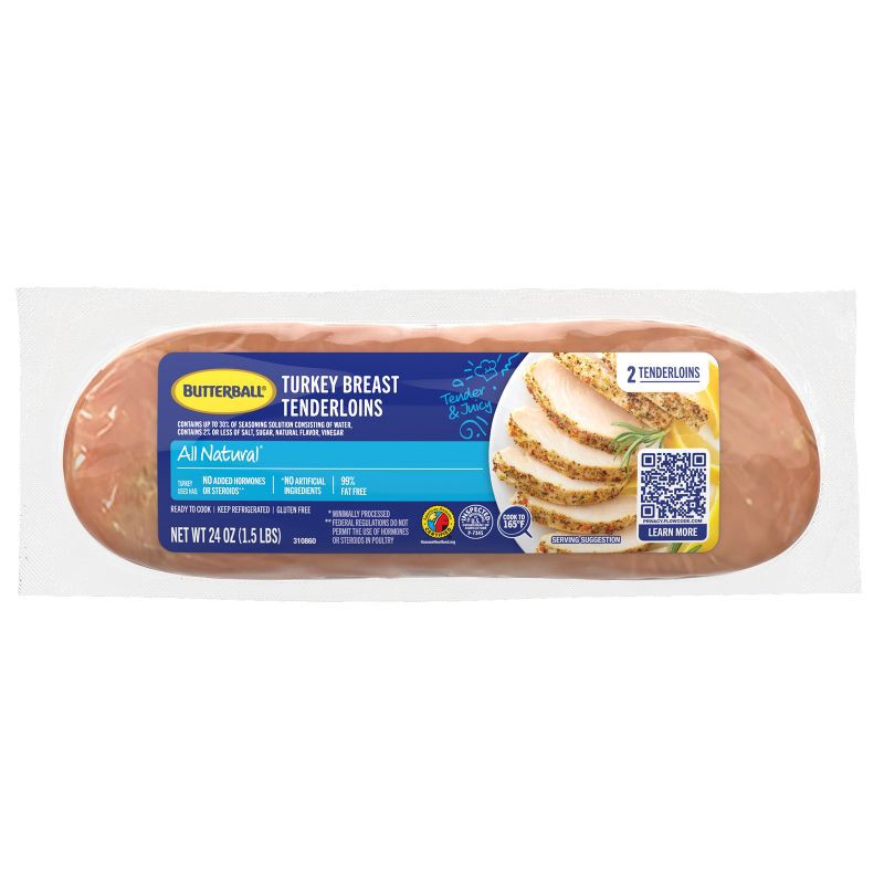 slide 2 of 8, Butterball All Natural 98/2 Turkey Breast Tenderloins - 24oz, 24 oz