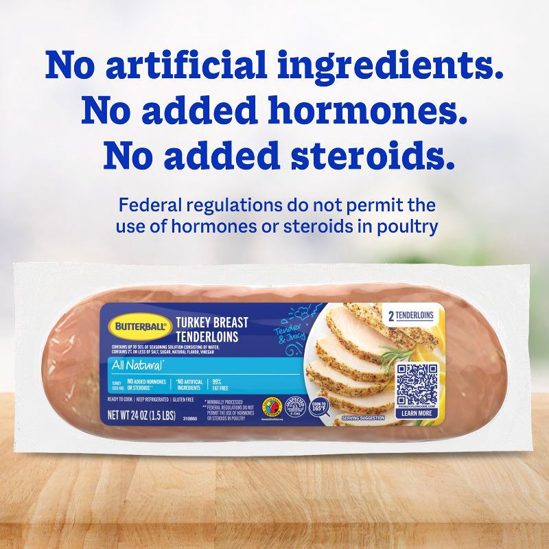 slide 7 of 8, Butterball All Natural 98/2 Turkey Breast Tenderloins - 24oz, 24 oz