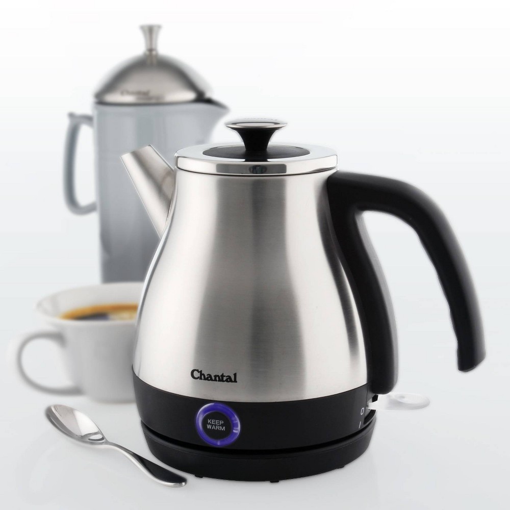 slide 2 of 9, Chantal Keep Warm Electric Kettle - Brushed Stainless Steel, 28 oz