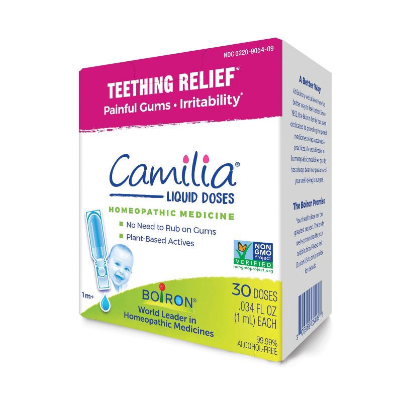 slide 3 of 10, Boiron Camilia Teething Drops for Daytime and Nighttime Relief of Painful or Swollen Gums and Irritability in Babies - 30ct, 30 ct
