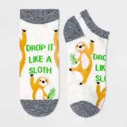 Women's "Drop It Like A Sloth" Low Cut Socks - Xhilaration White 4-10