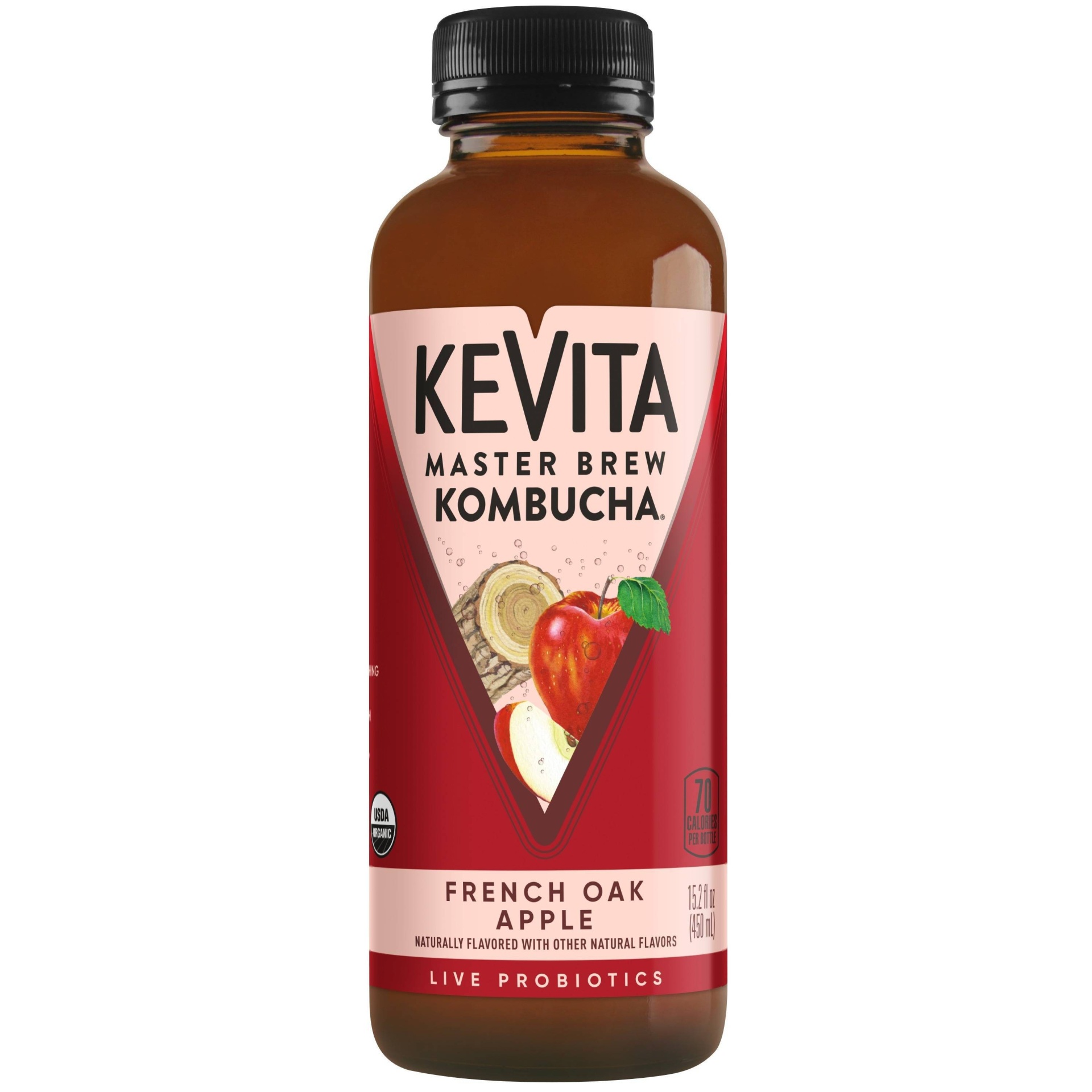 slide 1 of 4, KeVita Master Brew French Oak Apple Kombucha, 15.2 fl oz