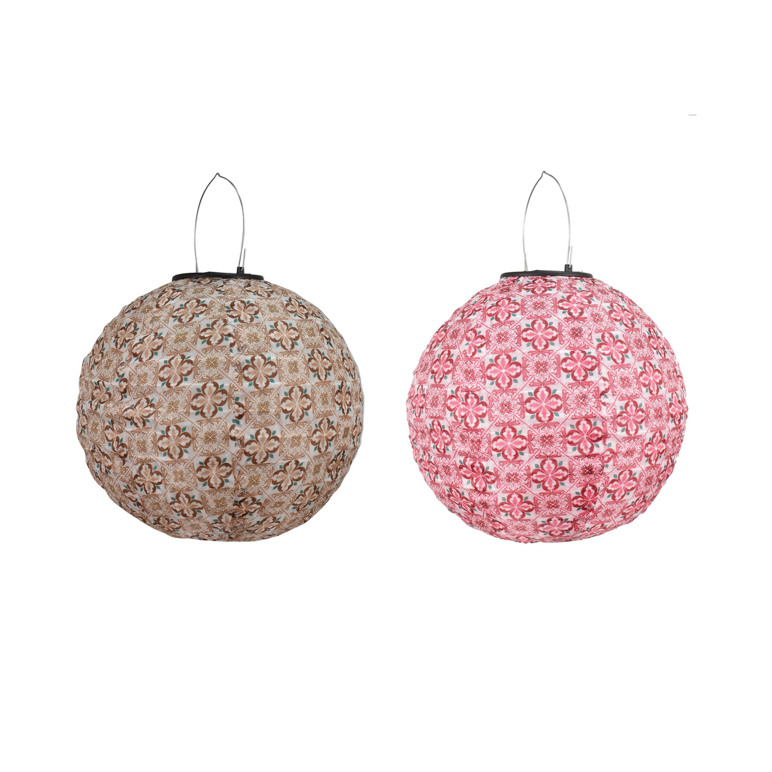 slide 1 of 2, ROOM & RETREAT 9.84" Nylon Printed Solar Lantern, 9.84 in dia