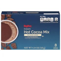 Hy-vee Hot Cocoa No Sugar Added Instant Mix - 8 ct; 0.53 oz