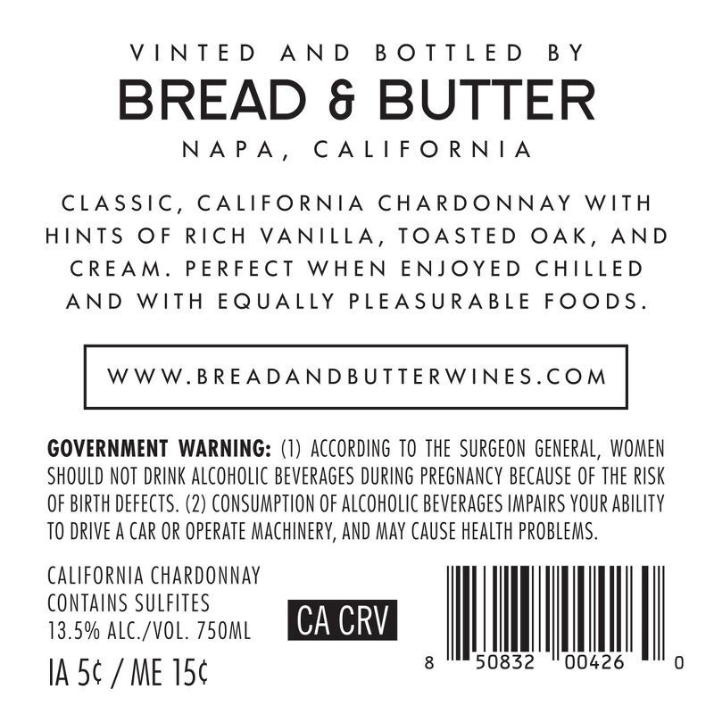 slide 10 of 10, Bread & Butter Chardonnay White Wine - 750ml Bottle, 750 ml