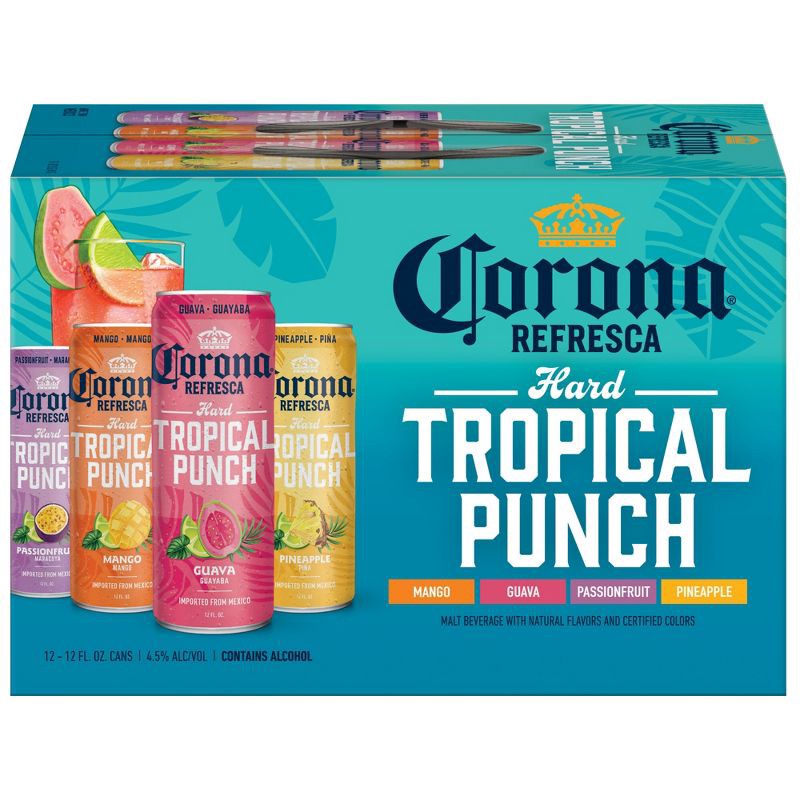 slide 2 of 9, Corona Refresca Hard Tropical Punch Cocktail Variety Pack Canned Cocktail - 12pk/12 fl oz Cans, 12 ct; 12 fl oz