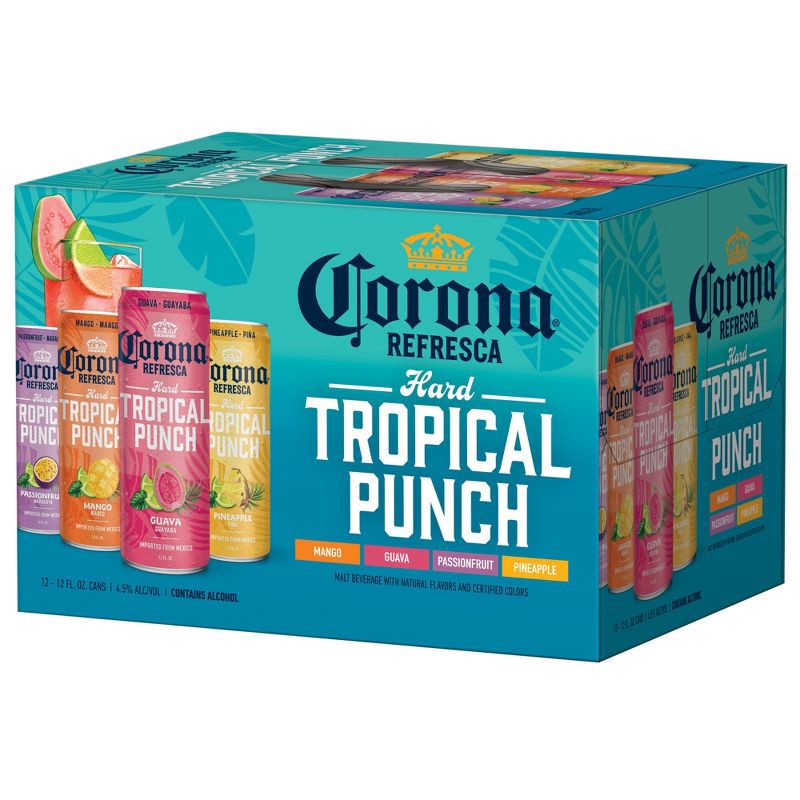 slide 3 of 9, Corona Refresca Hard Tropical Punch Cocktail Variety Pack Canned Cocktail - 12pk/12 fl oz Cans, 12 ct; 12 fl oz