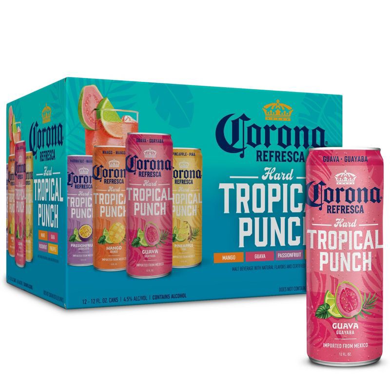 slide 1 of 9, Corona Refresca Hard Tropical Punch Cocktail Variety Pack Canned Cocktail - 12pk/12 fl oz Cans, 12 ct; 12 fl oz