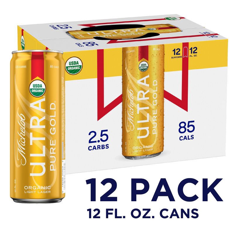 slide 2 of 10, Michelob ULTRA Pure Gold Organic American Lager Beer - 12pk/12 fl oz Cans, 12 ct; 12 fl oz