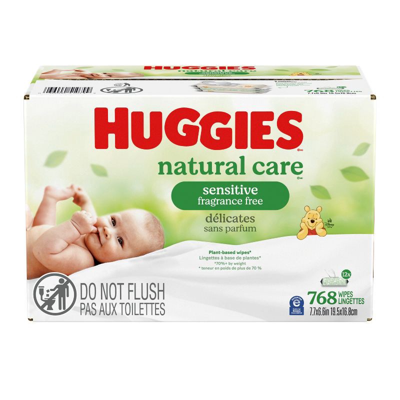 slide 2 of 11, Huggies Natural Care Sensitive Unscented Baby Wipes- 12 pack (768ct total wipes), 12 ct, 768 ct
