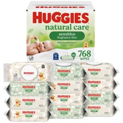 Huggies Natural Care Sensitive Unscented Baby Wipes- 12 pack (768ct total wipes)