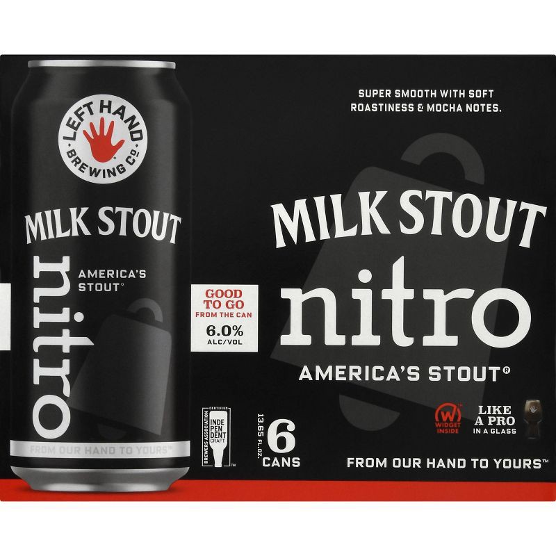 slide 2 of 4, Left Hand Brewing Co. Left Hand Milk Stout Nitro Beer - 6pk/13.65 fl oz Cans, 6 ct, 13.65 fl oz