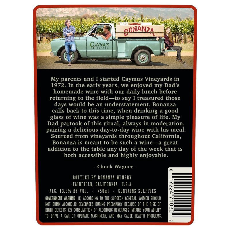 slide 7 of 7, Bonanza Cabernet Sauvignon Red Wine - 750ml Bottle, 750 ml